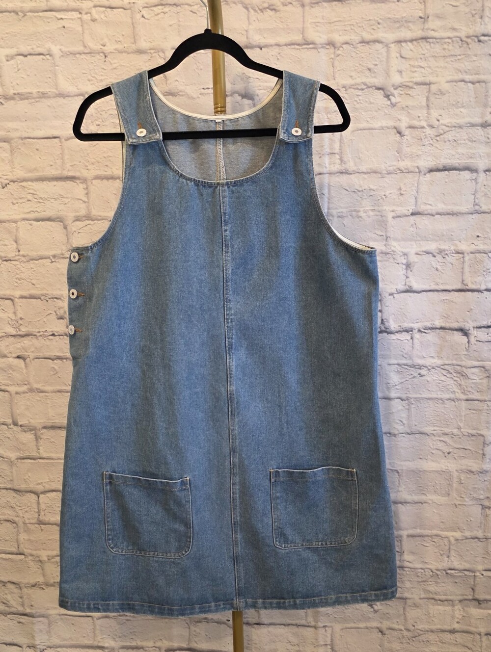 Hengsheng Denim Jumper Dress Size XL Light Wash Pinafore Pockets